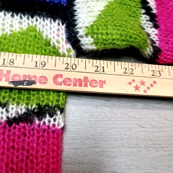 Vintage Mohair Turtle Neck Sweater Geometric Colorful 80s Sweater Tunic Large - Picture 6 of 7